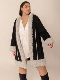 Rylee Plus Size Fuzzy Trim Hooded Coat