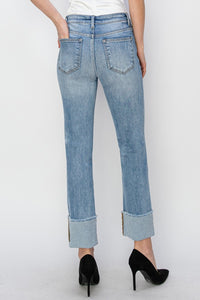 Risen Sloane High Rise Cuffed Slim Straight Jeans