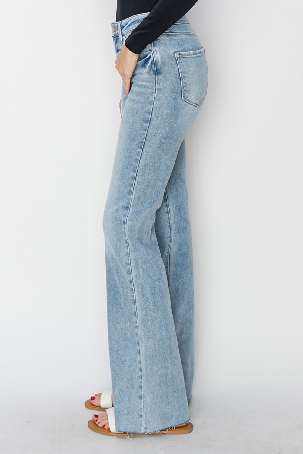 Lily High Rise Raw Cut Hem Bootcut Jeans