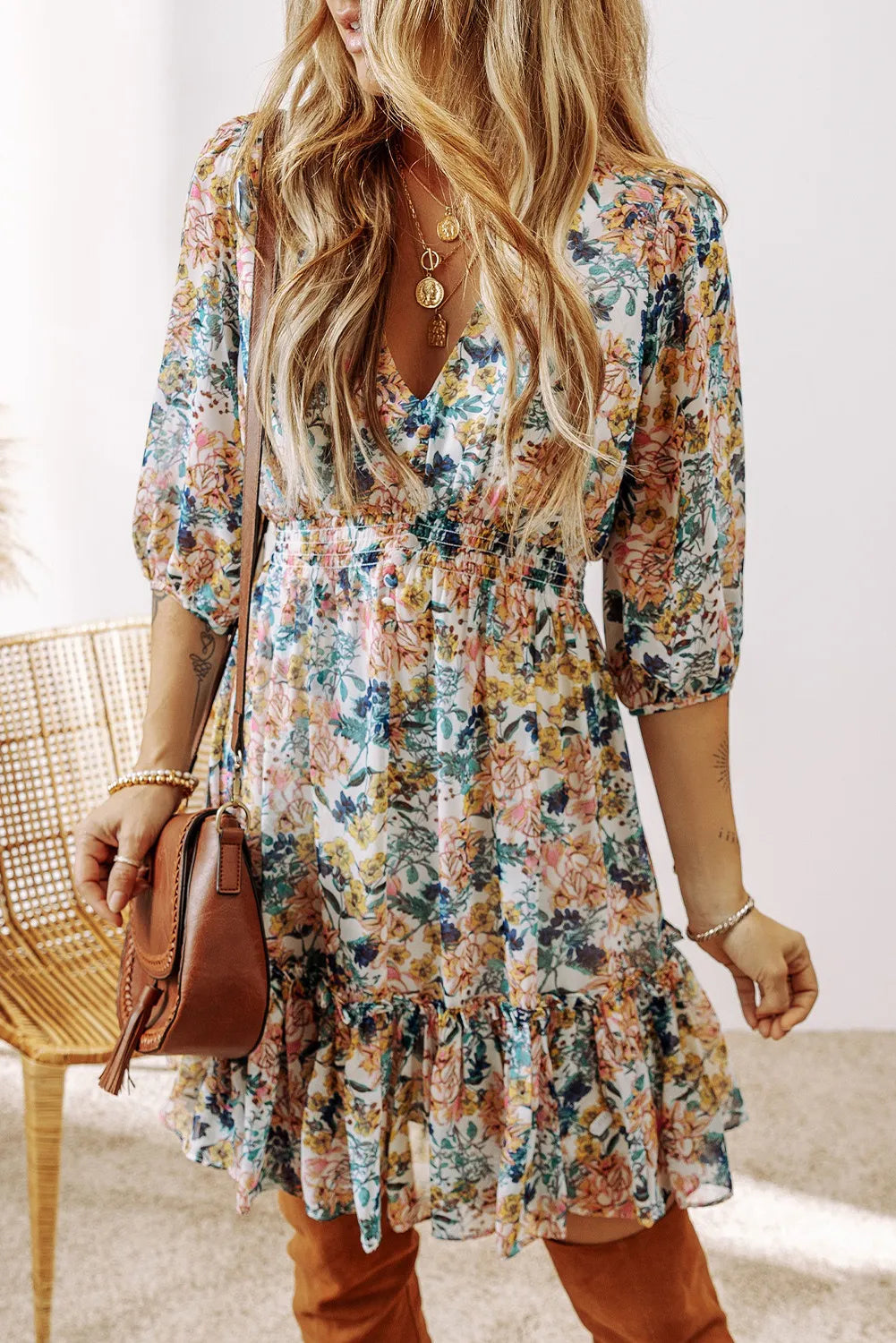 Zoey Floral Half Sleeve Dress