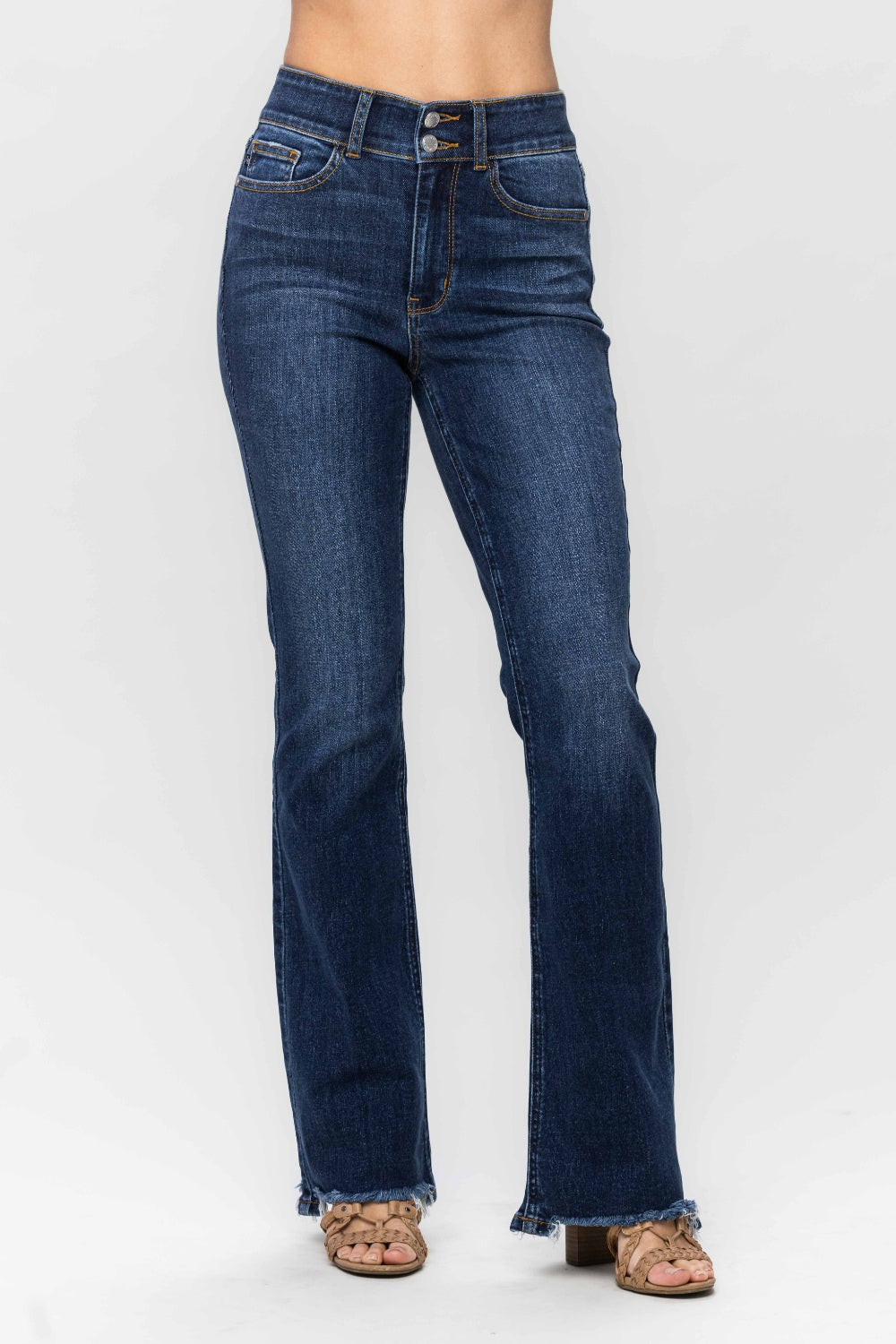 Ellie Judy Blue Frayed Hem Bootcut Jeans