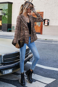 Sara Plaid Buttoned Blazer