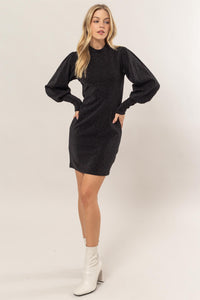 Allison Glitter Mock Neck Mini Dress