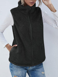 Callie Fuzzy Zip Up Vest With Pockets In Multi Colors