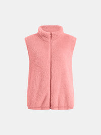 Callie Fuzzy Zip Up Vest With Pockets In Multi Colors