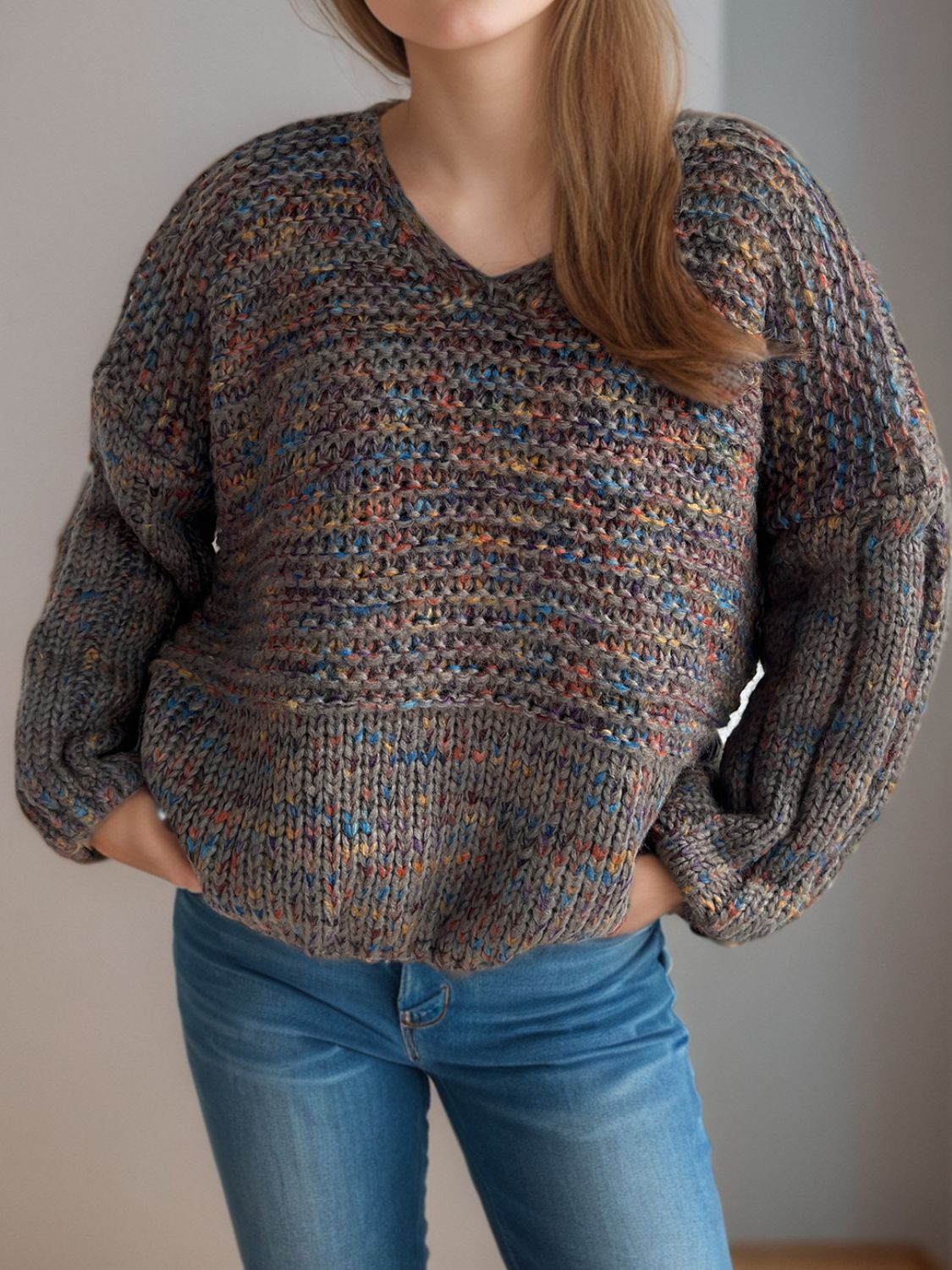 Josie Dropped Shoulder Sweater In Multi Colors