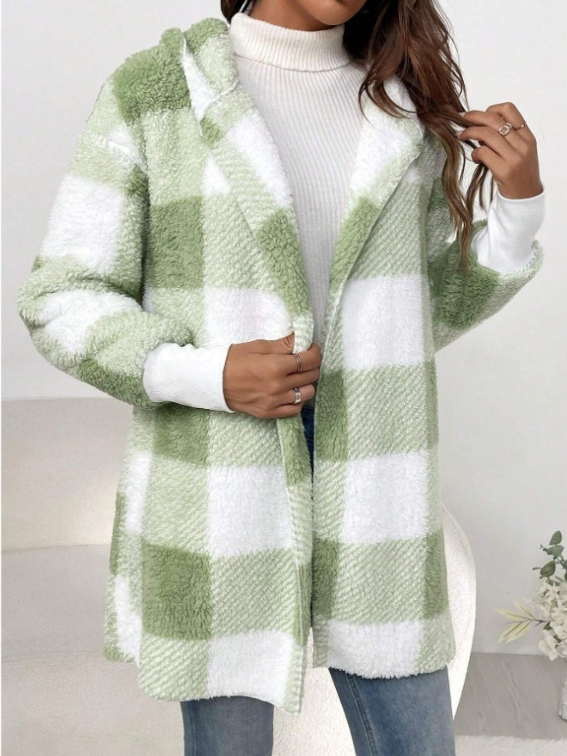 Isabella Plaid Hooded Coat In Multi Colors