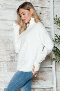 Half Zip Long Sleeve Knit Top In Multi Colors