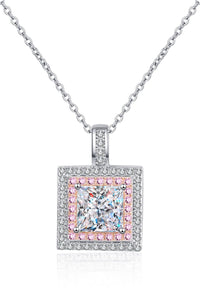 1 Carat Moissanite Square Pendant Chain Necklace