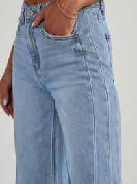 Wren Raw Hem Wide Leg Jeans with Pockets