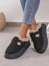 Thermal Fuzzy Buckle Platform Slippers In Multi Colors