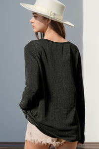 Notched Thumbhole Long Sleeve Tee