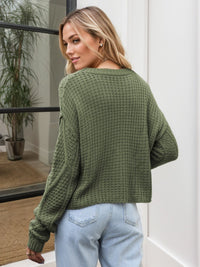 Cable-Knit Dropped Shoulder Sweater In Multi Colors