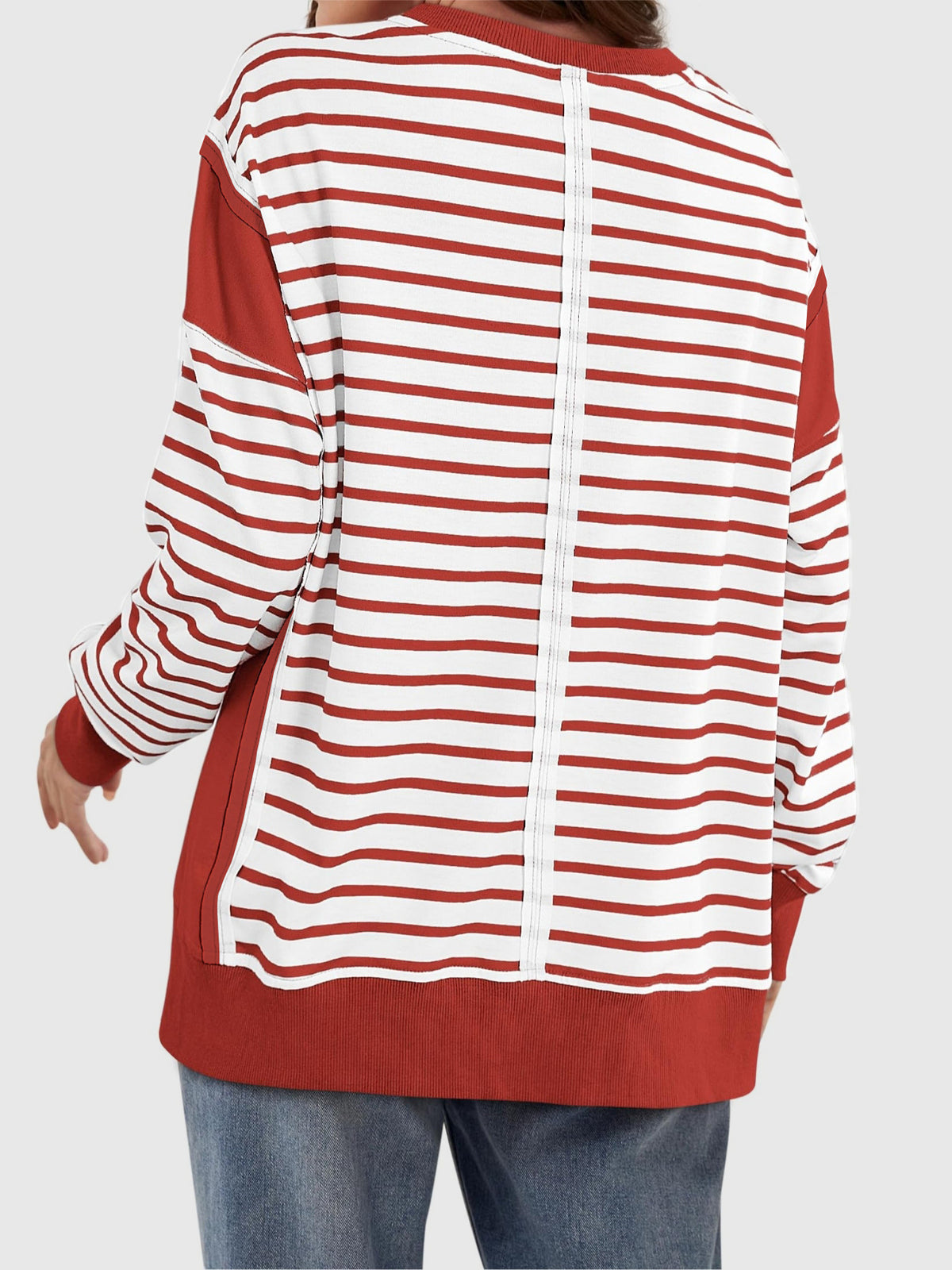 Clara Slit Exposed Seam Striped Sweatshirt In Multi Colors