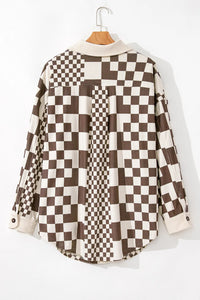 Eliza Plus Size Checkered Button Up Jacket