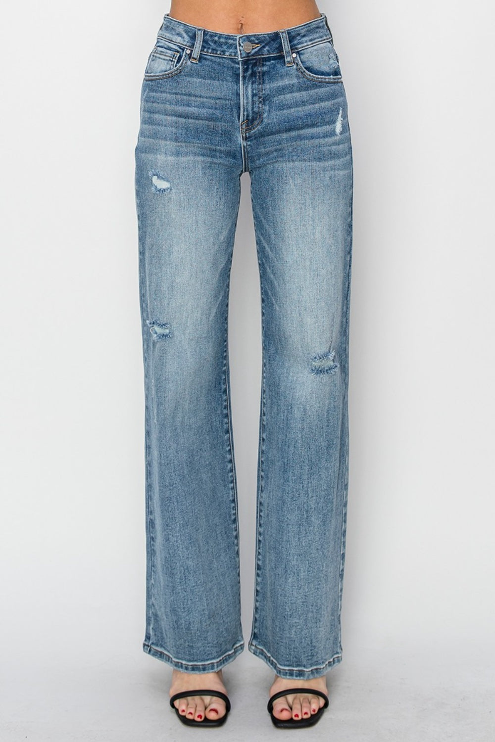 Jaylene High Waist Distressed Wide Leg Jeans