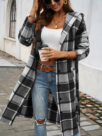 Morgan Plaid Hooded Coat In Multi Colors