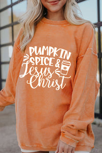 Pumpkin Spice and Jesus Christ Graphic Oversize Sweatshirt