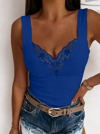 Hallie Lace Detail Sweetheart Neck Tank In Multi Colors