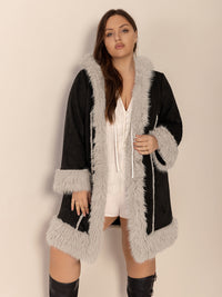 Rylee Plus Size Fuzzy Trim Hooded Coat