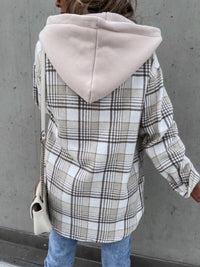 Plaid Dropped Shoulder Hooded Jacket In Multi Colors