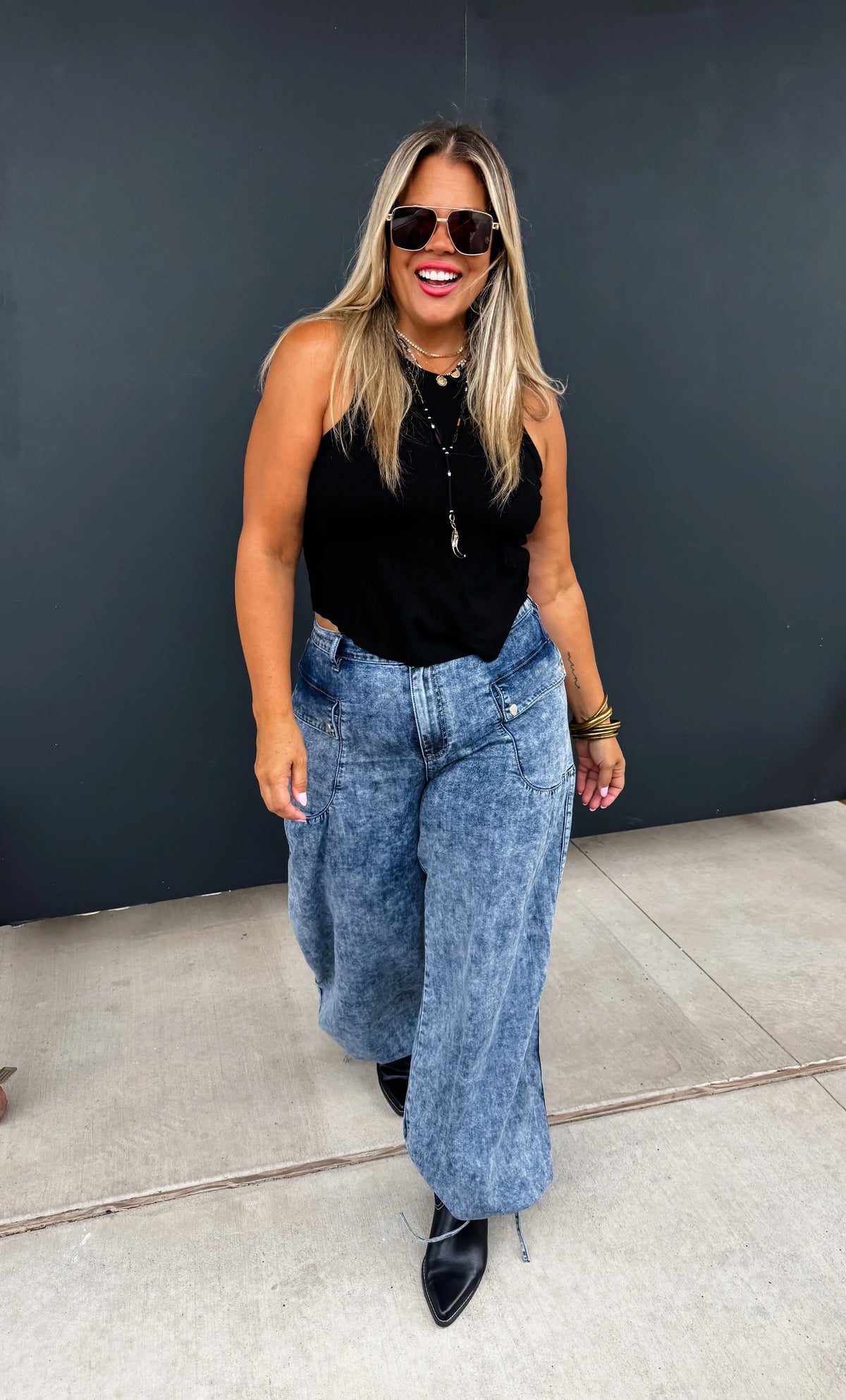 PREORDER: Charlie Cinch Hem Wide Leg Jeans