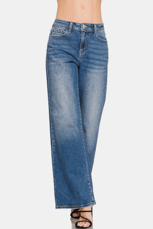 High Rise Wide Leg Jeans with Pockets