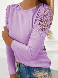 Cutout Round Neck Top In Multi Colors