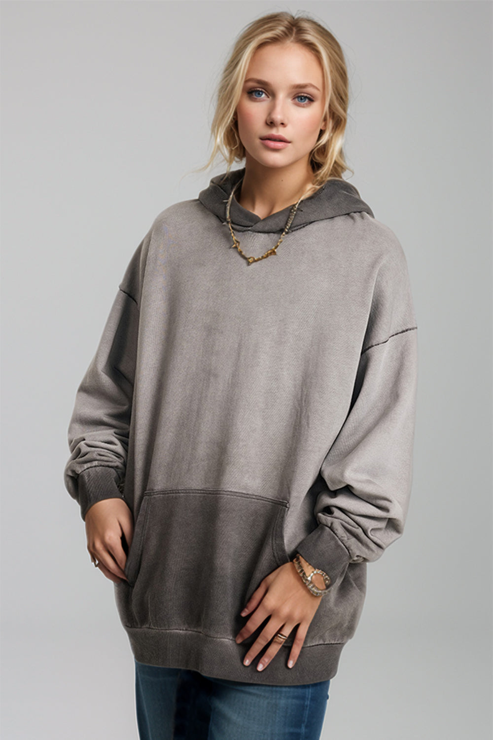 Basic Bae Drop Shoulder Long Sleeve Hoodie with Kangaroo Pocket