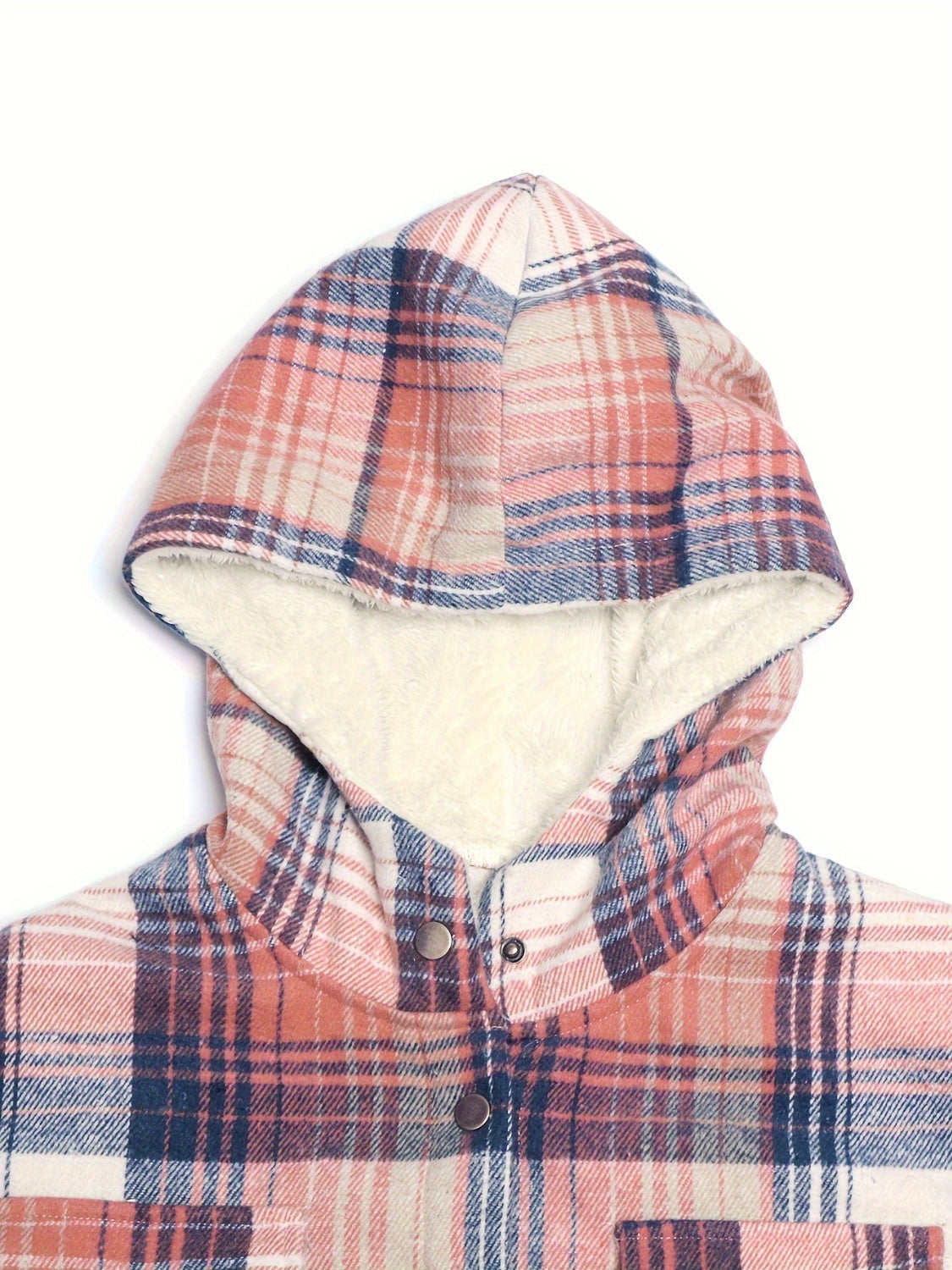 Alexandra Plaid Snap Down Hooded Jacket