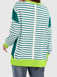 Clara Slit Exposed Seam Striped Sweatshirt In Multi Colors