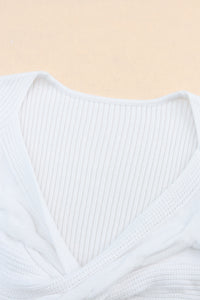 Crisscross V Neck Long Sleeve Knit Top