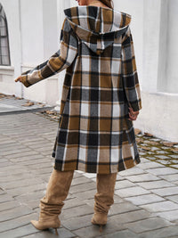 Morgan Plaid Hooded Coat In Multi Colors