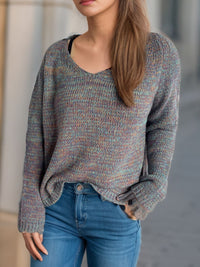 Willow Heathered V-Neck Long Sleeve Sweater