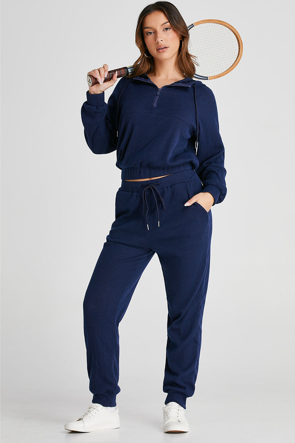 Camilla Drawstring Half Zip Hoodie and Joggers Active Set