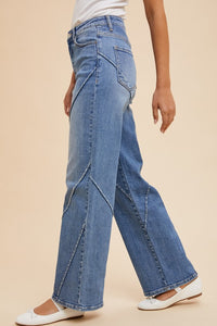 Decorative Seams Wide Leg Jeans