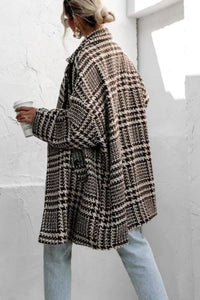 Madeline Houndstooth Coat With Pockets In Multi Colors