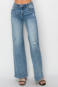 Jaylene High Waist Distressed Wide Leg Jeans