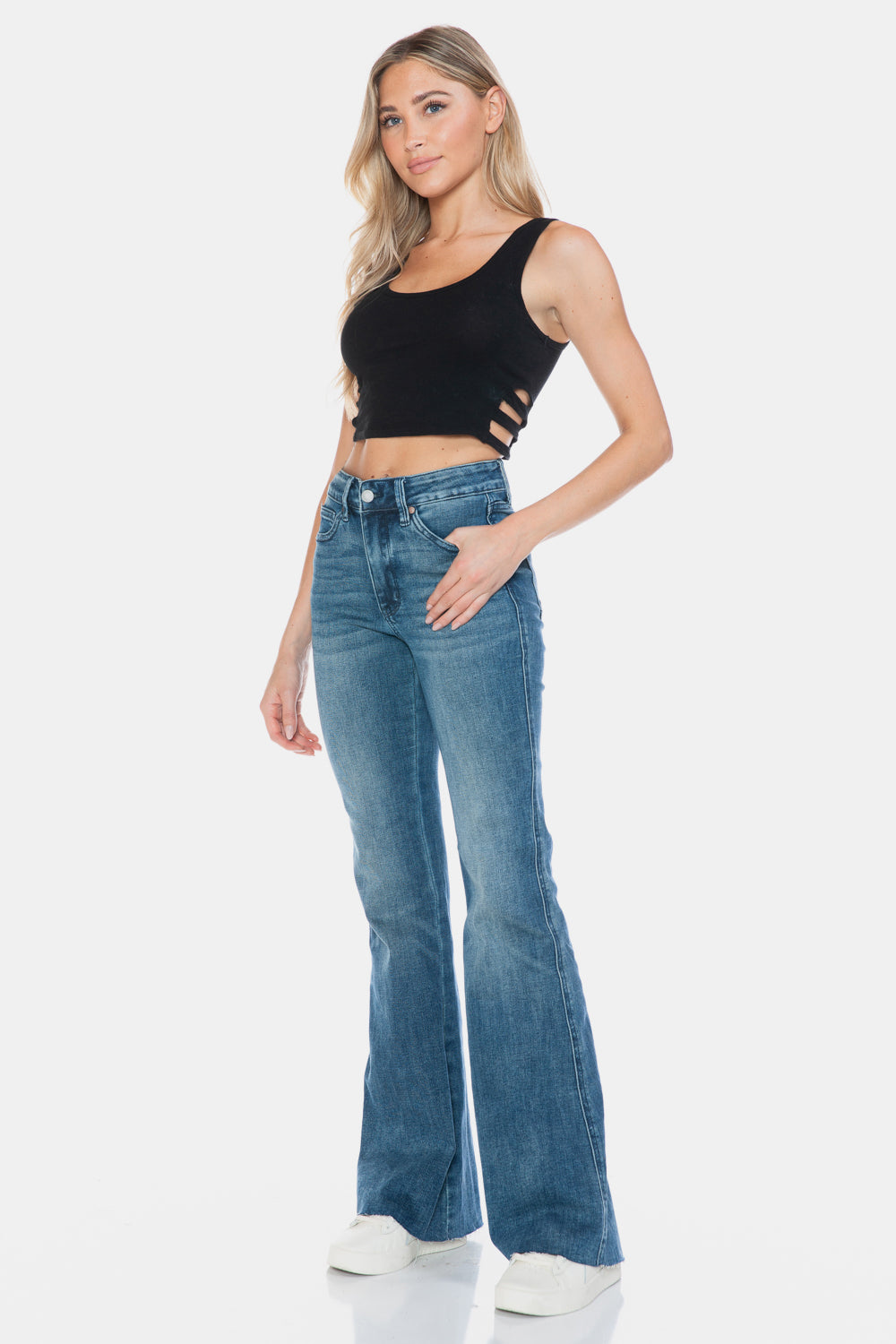 Judy Blue Tummy Control Cut Hem Flare Jeans