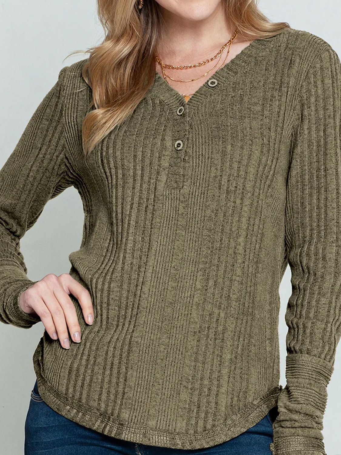 Evelyn Textured V-Neck Top