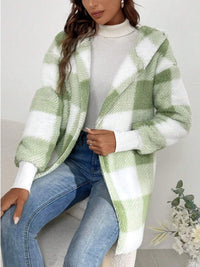 Isabella Plaid Hooded Coat In Multi Colors