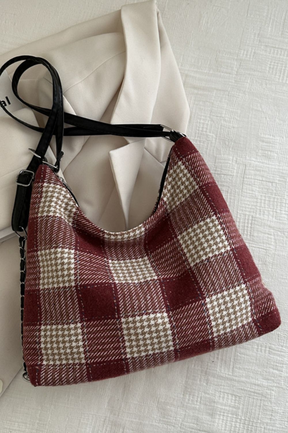 Ana Plaid Adjustable Strap Handbag In Multi Colors