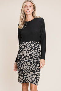 London Leopard Color Block Knit Dress