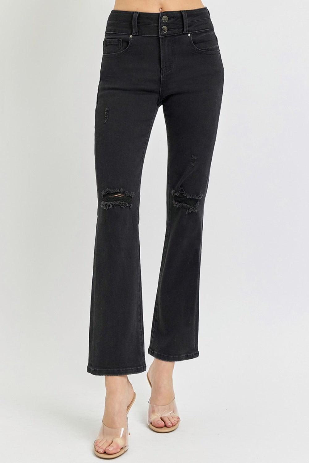 Rachel High Rise Wide Waistband Ankle Bootcut Jeans