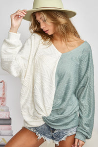 Milani Twist Front Contrast Cable Knit Top