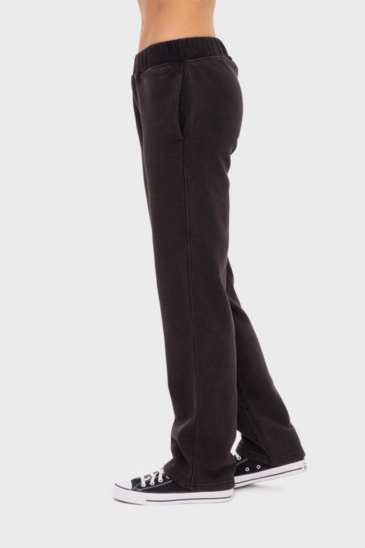 Elastic Waist Fleece Pants with Pockets