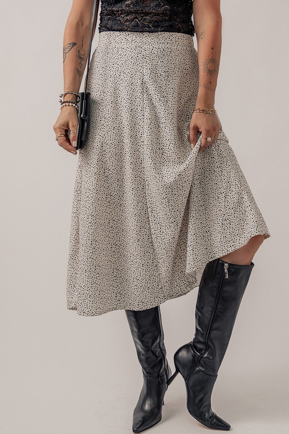 River Speckle High Waist Midi Skirt