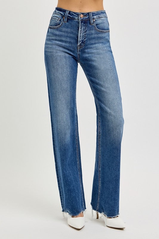 Tummy Control High Rise Raw Cut Jeans