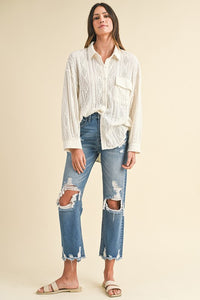 Katy Distressed Raw Hem Cropped Jeans