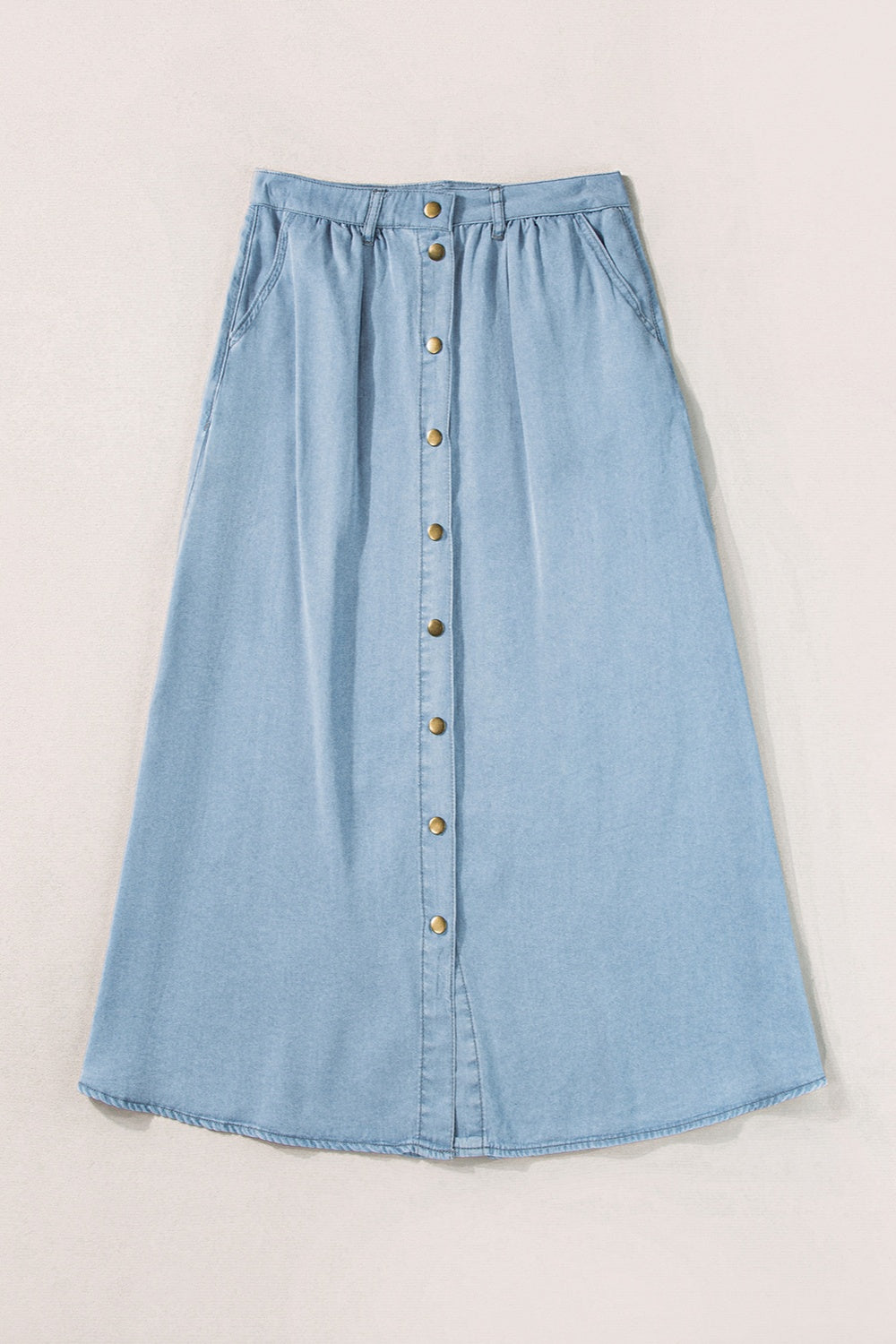 Melody Snap Down High Waist Denim Skirt